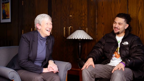 Campus Catch-Up is a podcast co-hosted by President Stephanie Nesbitt and Communication & Media major Neruda Perdomo ’26.